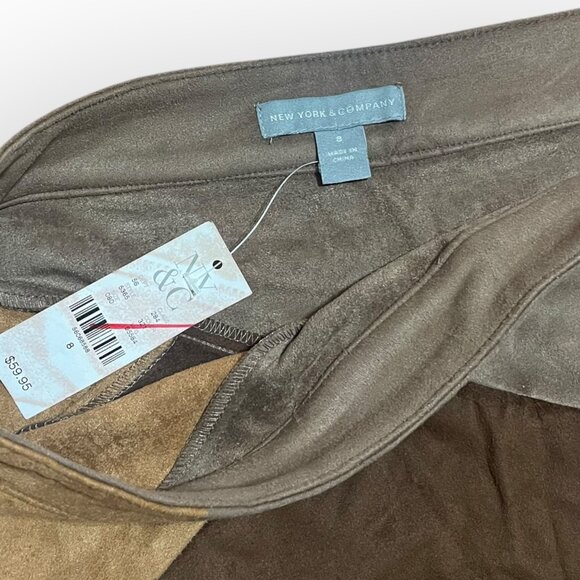 New York And Company Faux Suede Patchwork Mini Skirt Size 8 - Picture 3 of 5